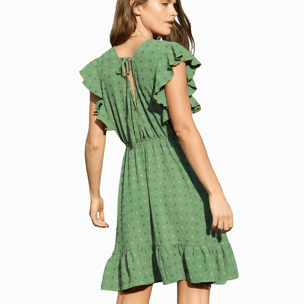 Green Dress,Christmas Mini With Flutter Sleeve,Women's Cupshe,Sz Medium - Picture 7 of 7